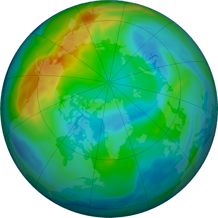 Arctic ozone map for 07 November 2021